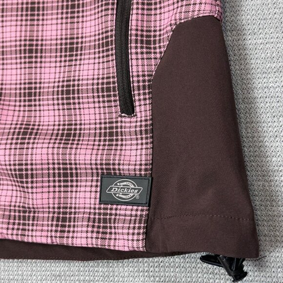 Dickies Full Zip Jacket Womens Size L Brown Pink Plaid Lined Long Sleeve Pockets - Picture 15 of 16